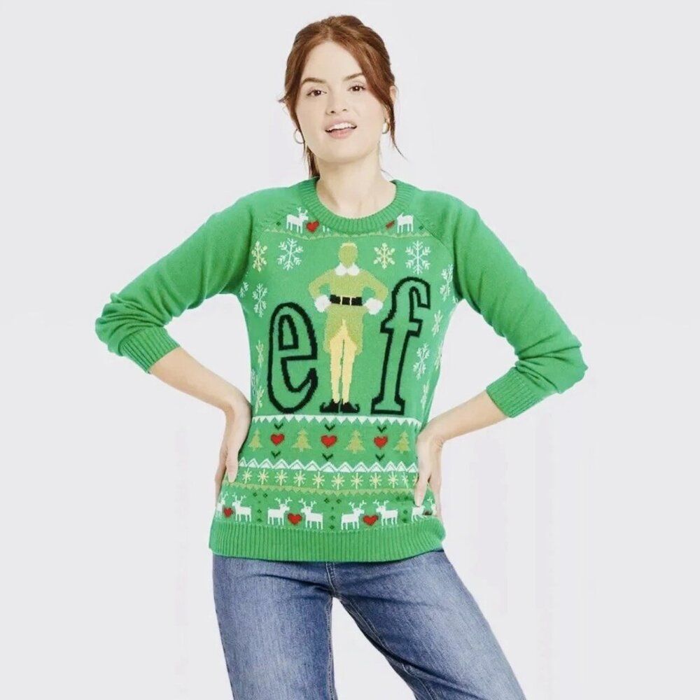 Elf The Movie Ugly Christmas Sweater XS Will Ferrell Buddy Snowflake Geometric